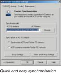 ACT! Link™ for Pocket PC - Quick and easy synchronisation with ACT! 6.0.